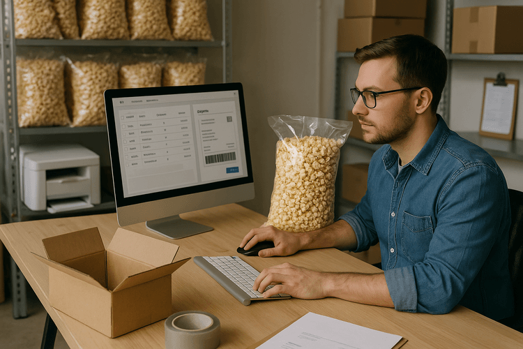 Gerenciar o inventário e as remessas de pipoca online Gerenciar o inventário e as remessas de pipoca online