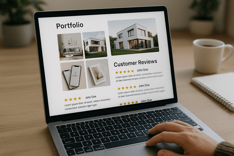 Adicionar uma seção de portfólio e avaliações dos clientes Adicionar uma seção de portfólio e avaliações dos clientes