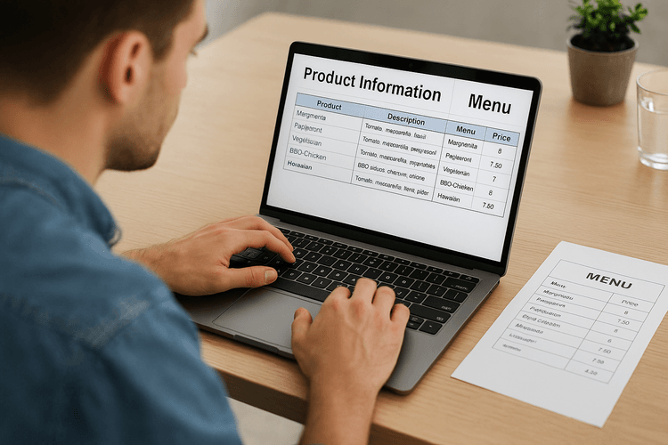 Ajoutez les informations sur les produits, les menus et les prix Ajoutez les informations sur les produits, les menus et les prix