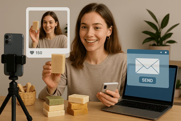 Promoção dos seus sabonetes nas redes sociais e por meio do email marketing Promoção dos seus sabonetes nas redes sociais e por meio do email marketing