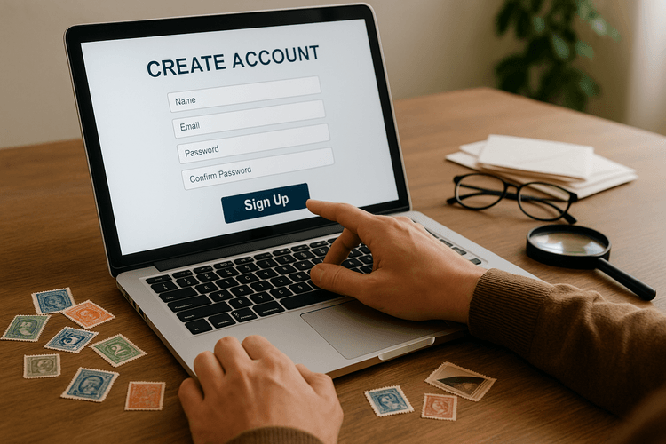 Creating an account on an auction site or a virtual store to sell your stamps Creating an account on an auction site or a virtual store to sell your stamps