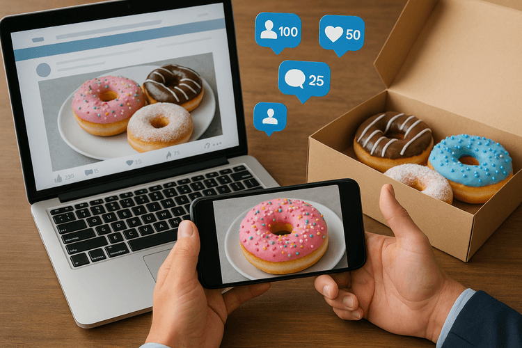 Création d'une forte présence sur les réseaux sociaux pour la vente de beignets en ligne Création d'une forte présence sur les réseaux sociaux pour la vente de beignets en ligne