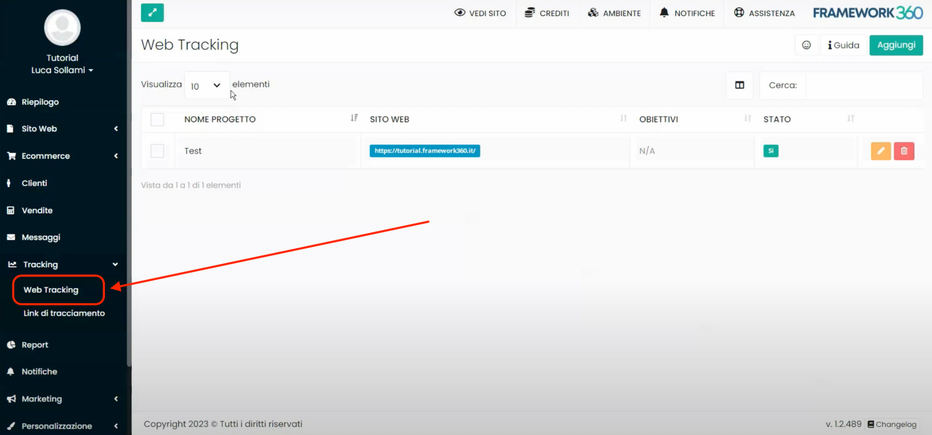 Screenshot Framework360 - Verfolgen des Hinzufügens zum Warenkorb auf der E-Commerce-Website