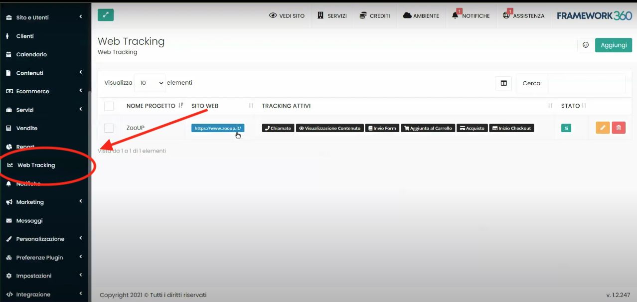 Schermata Framework360 - Verificare domini Facebook Ads