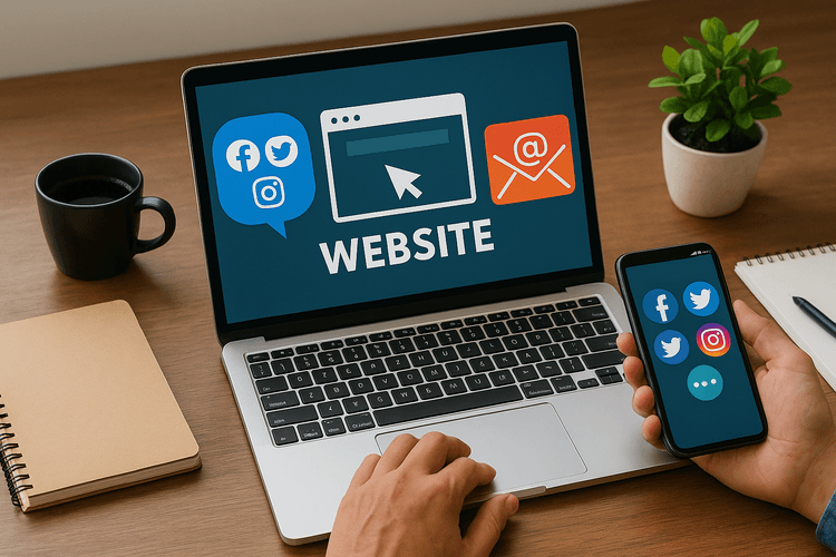 Promoting your website through social media and email marketing. Promoting your website through social media and email marketing.