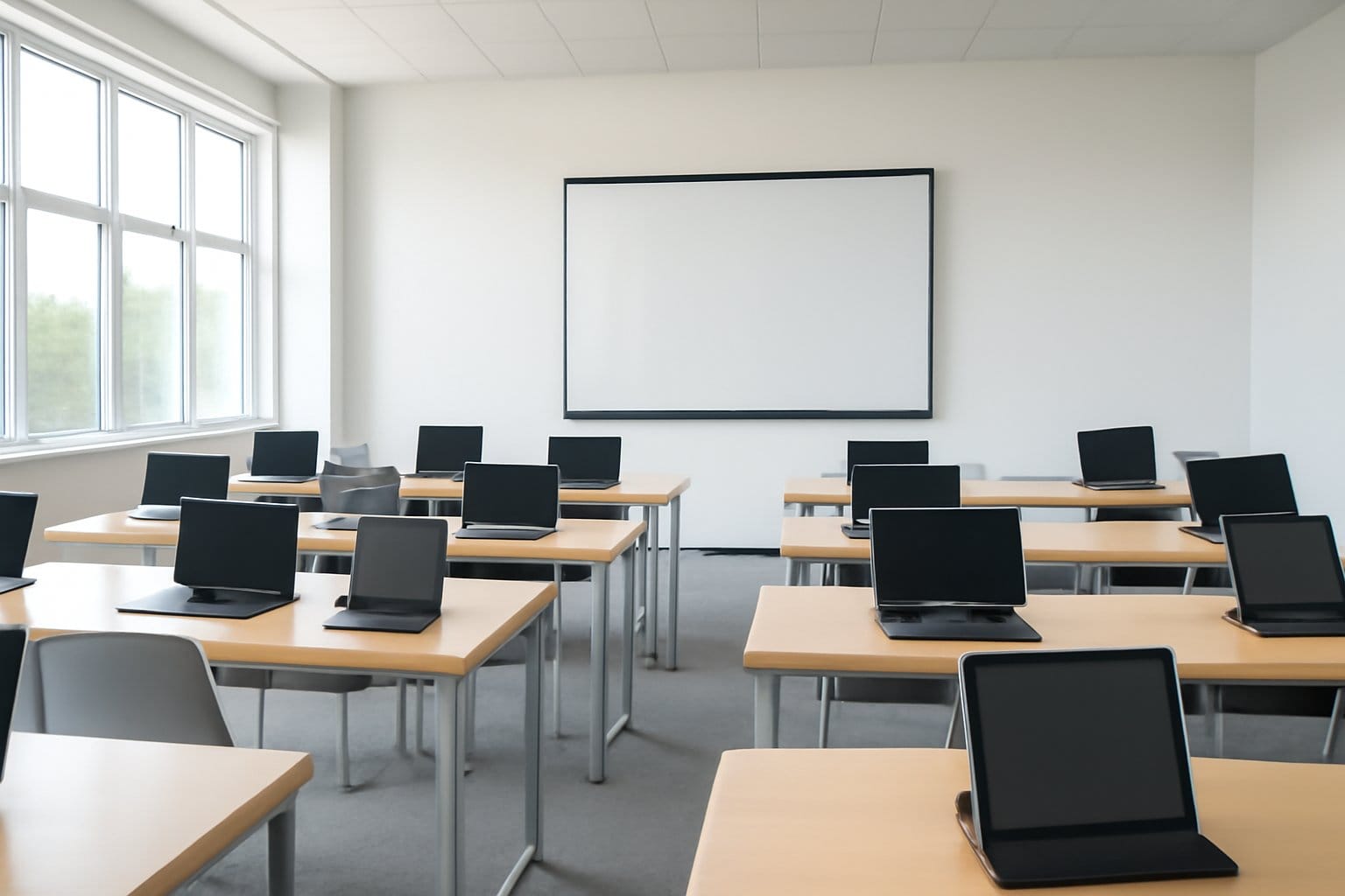 Aula di formazione con laptop e tablet